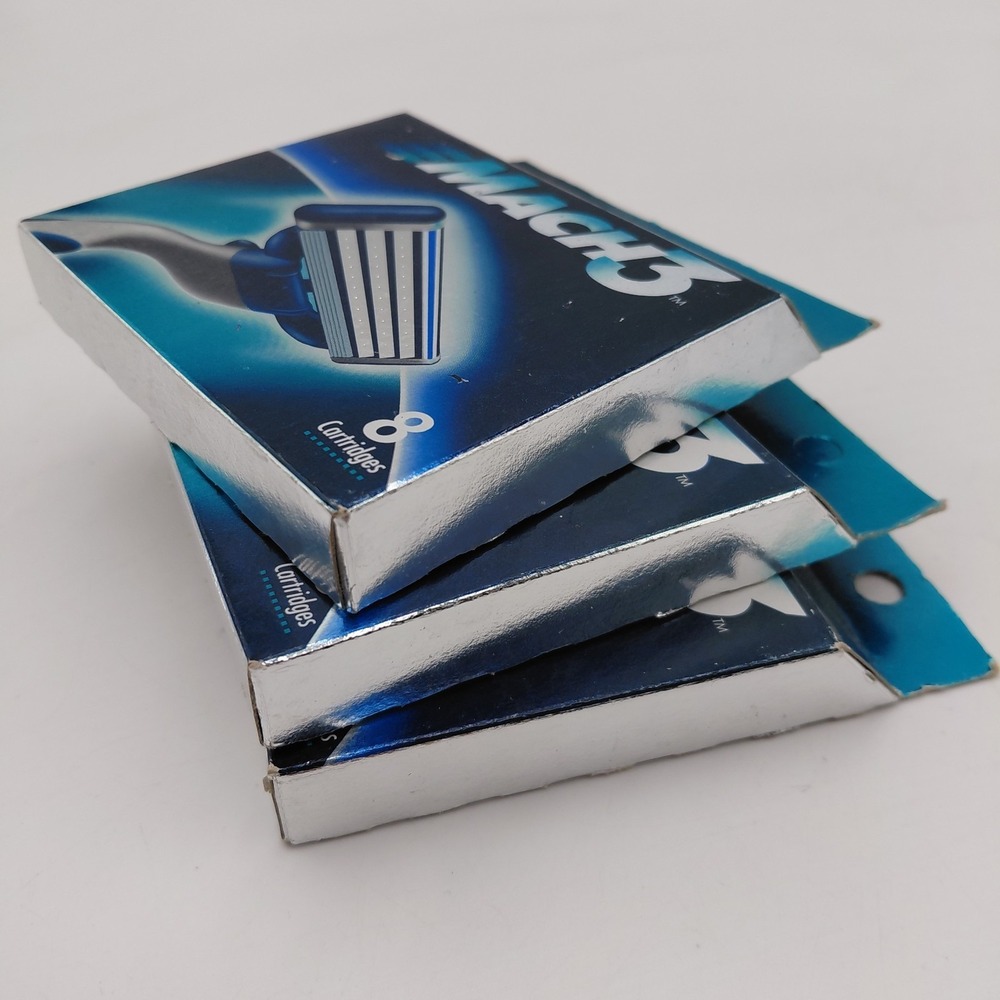 NOS Vtg 90s Gillette Mach3 Razor Blades 24 Refills Shave Cartridges 3 Packs-8 - Picture 2 of 5